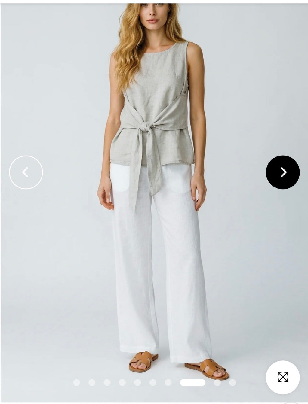Linen Tie Front Top