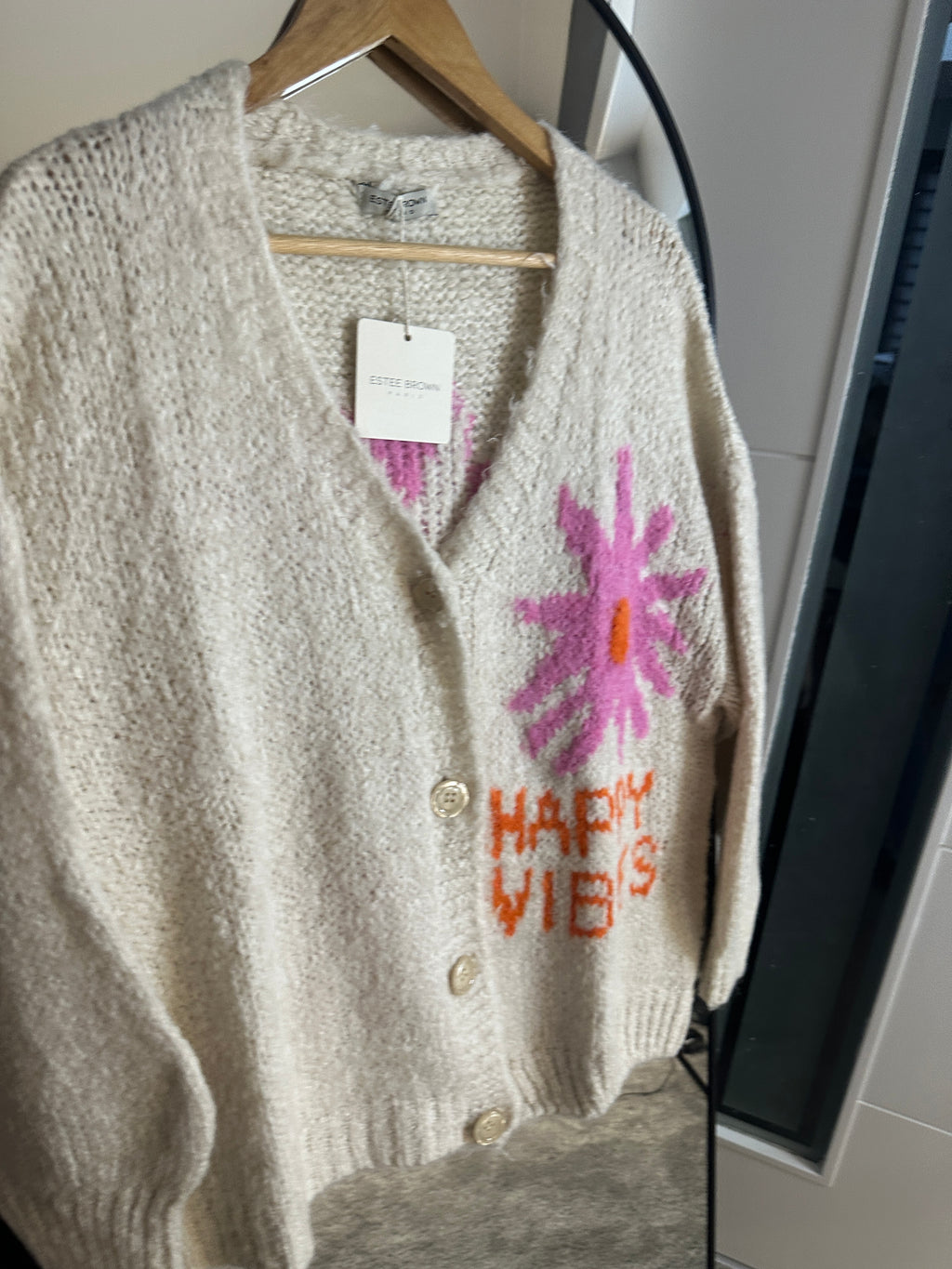 Happy Vibes Knitted Cardigan Cream