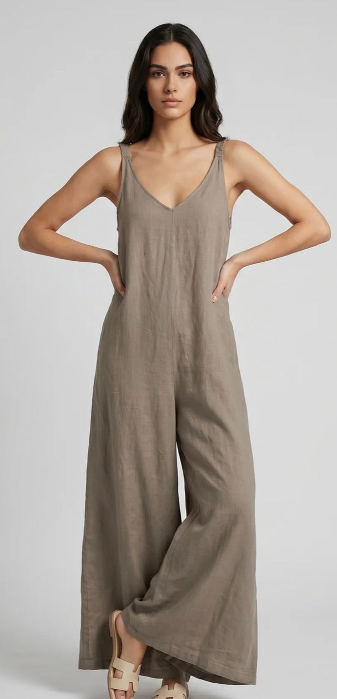 Mocha Linen Jumpsuit