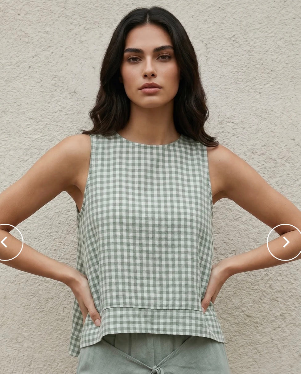 Gingham Linen blend top