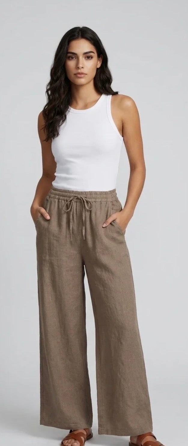 Wide Leg Linen Trousers