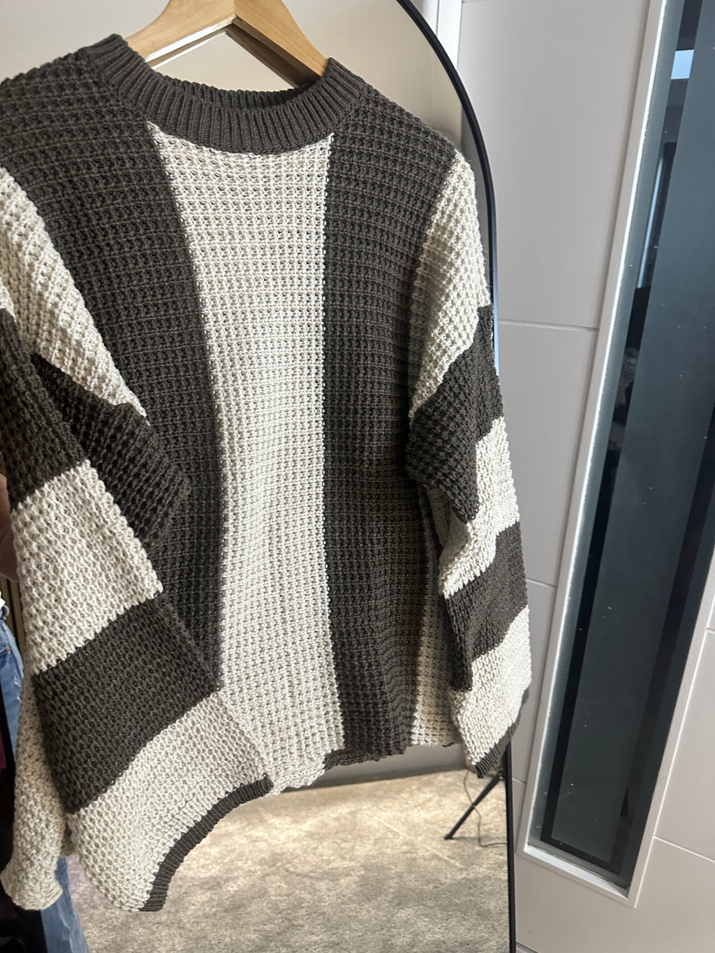 Reyana Striped Wide Sleeve Jumper Stone