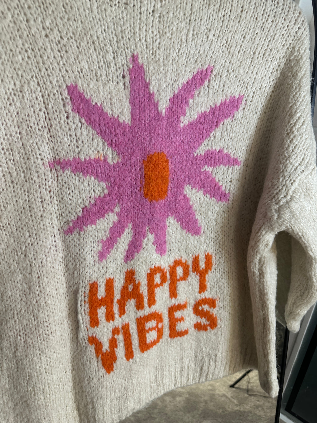 Happy Vibes Knitted Cardigan Cream