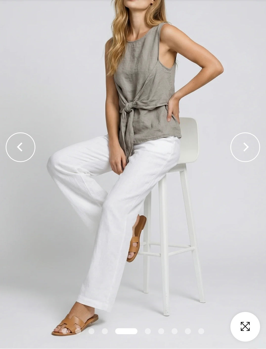 Linen Tie Front Top