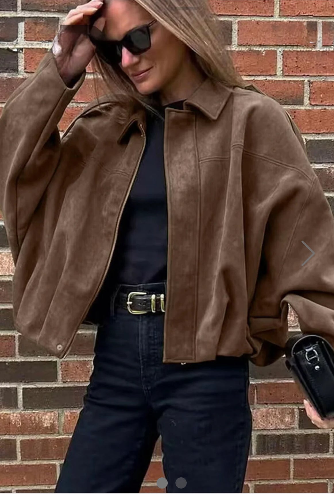 Oversized Suede Jacket Brown