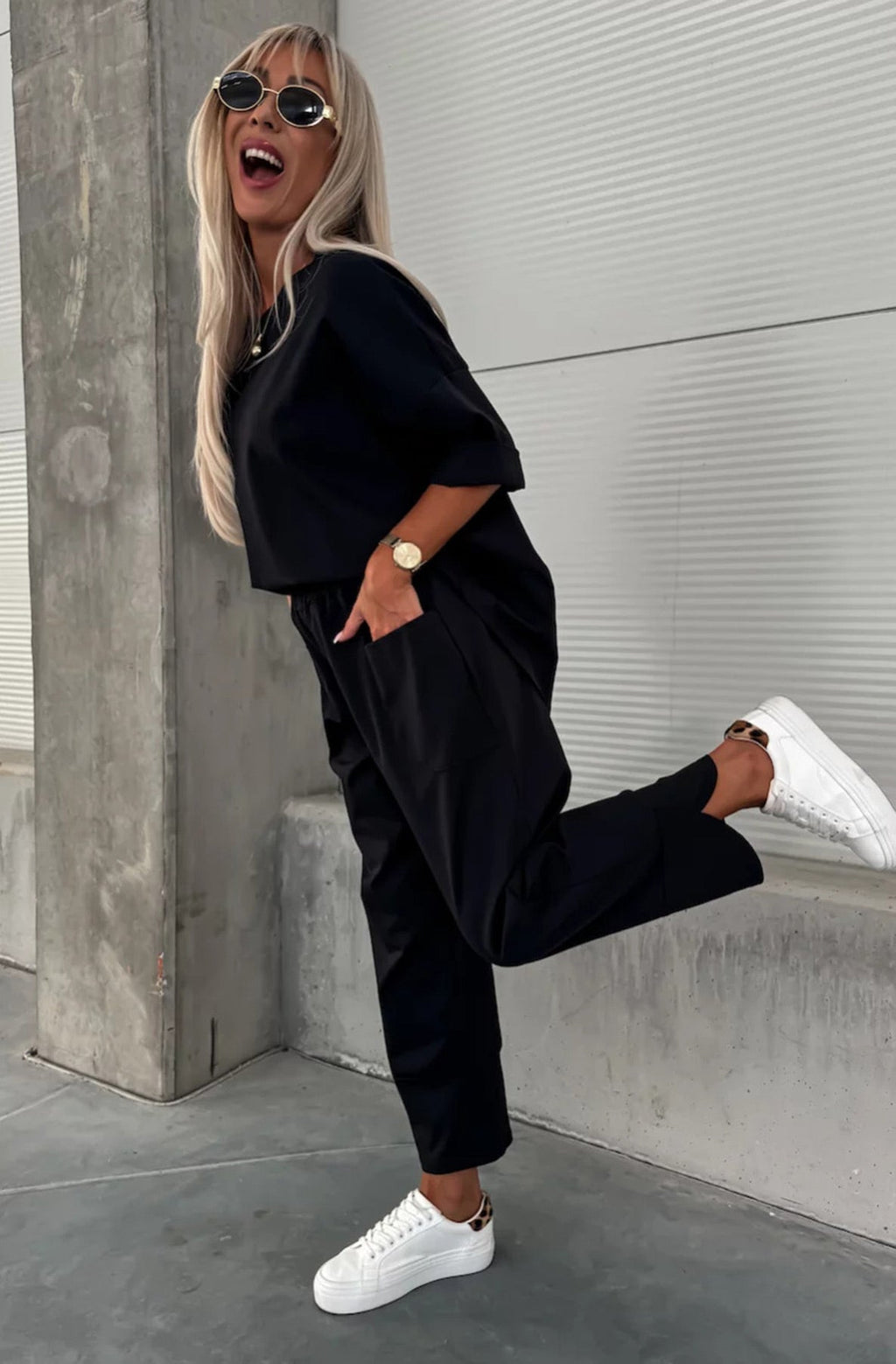 Liora Oversized Pocket Set available in black & Grey