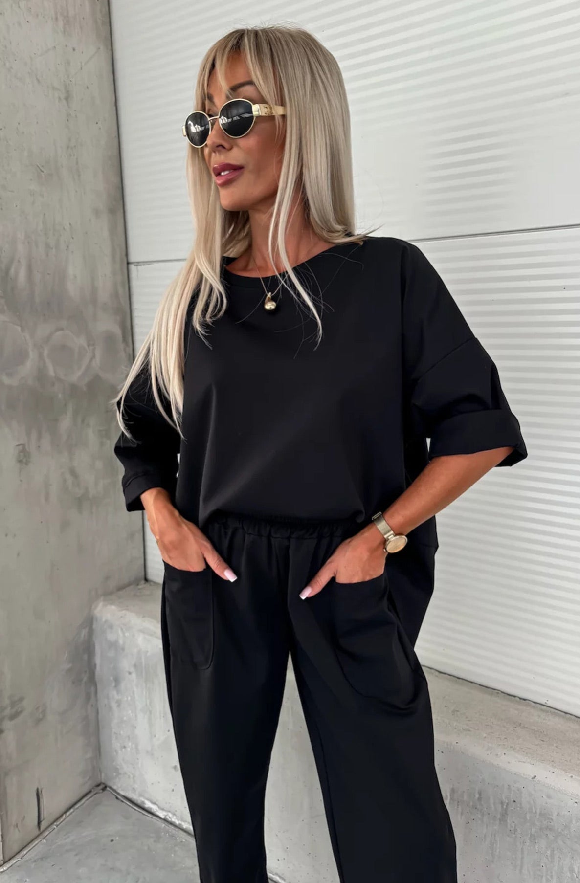 Liora Oversized Pocket Set available in black & Grey