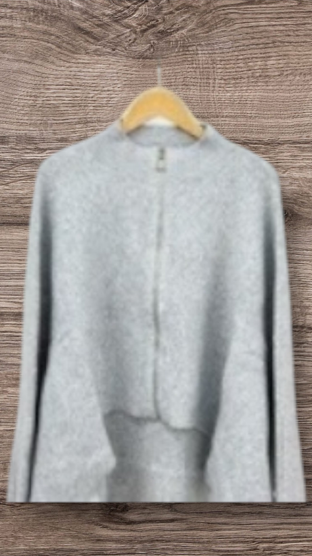 Zip Knitted High-Low Cardigan Grey