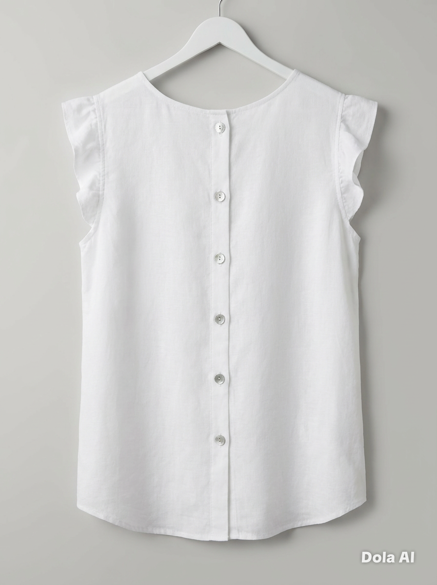 Button Back Frill Top