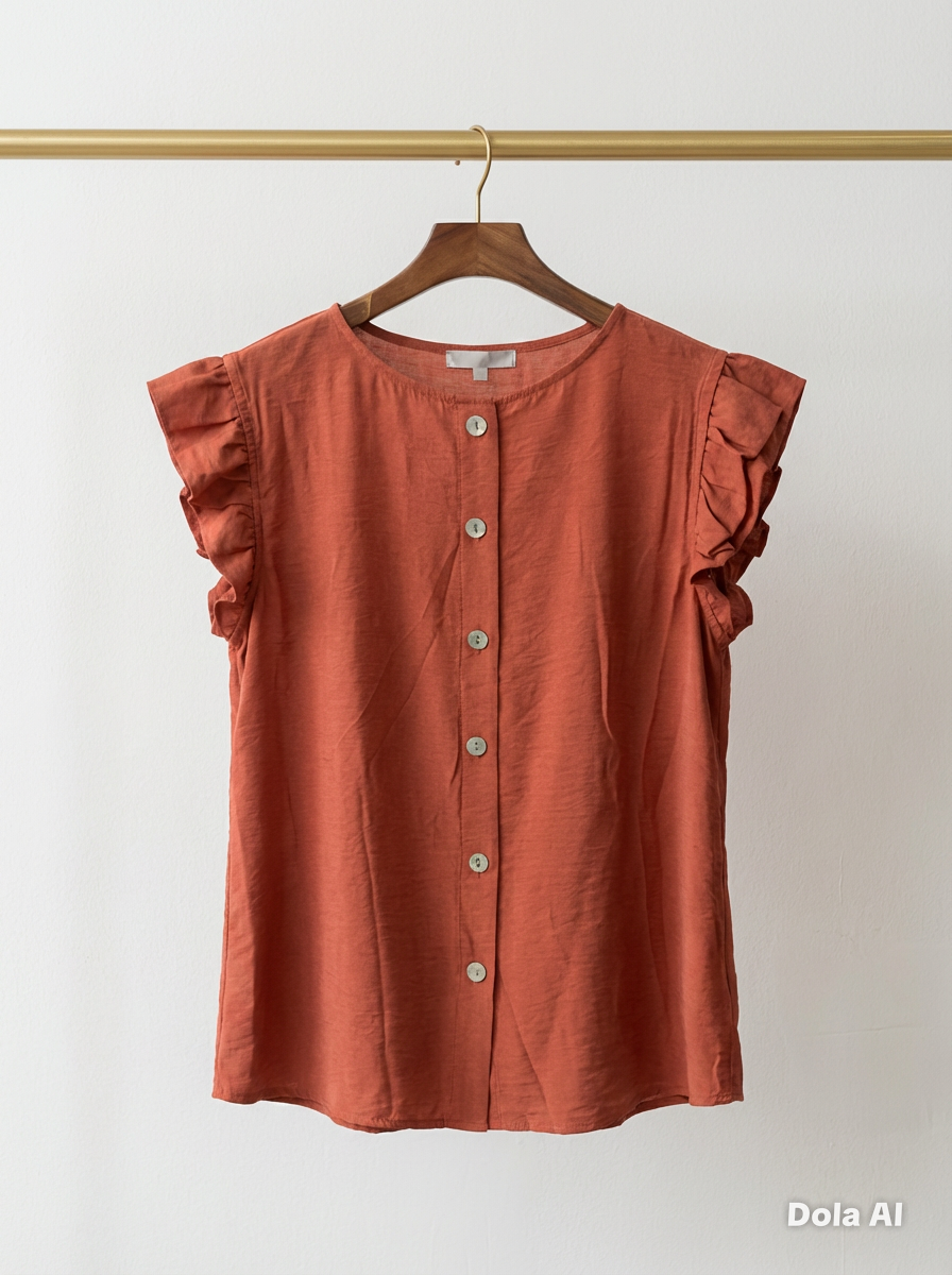 Button Back Frill Top
