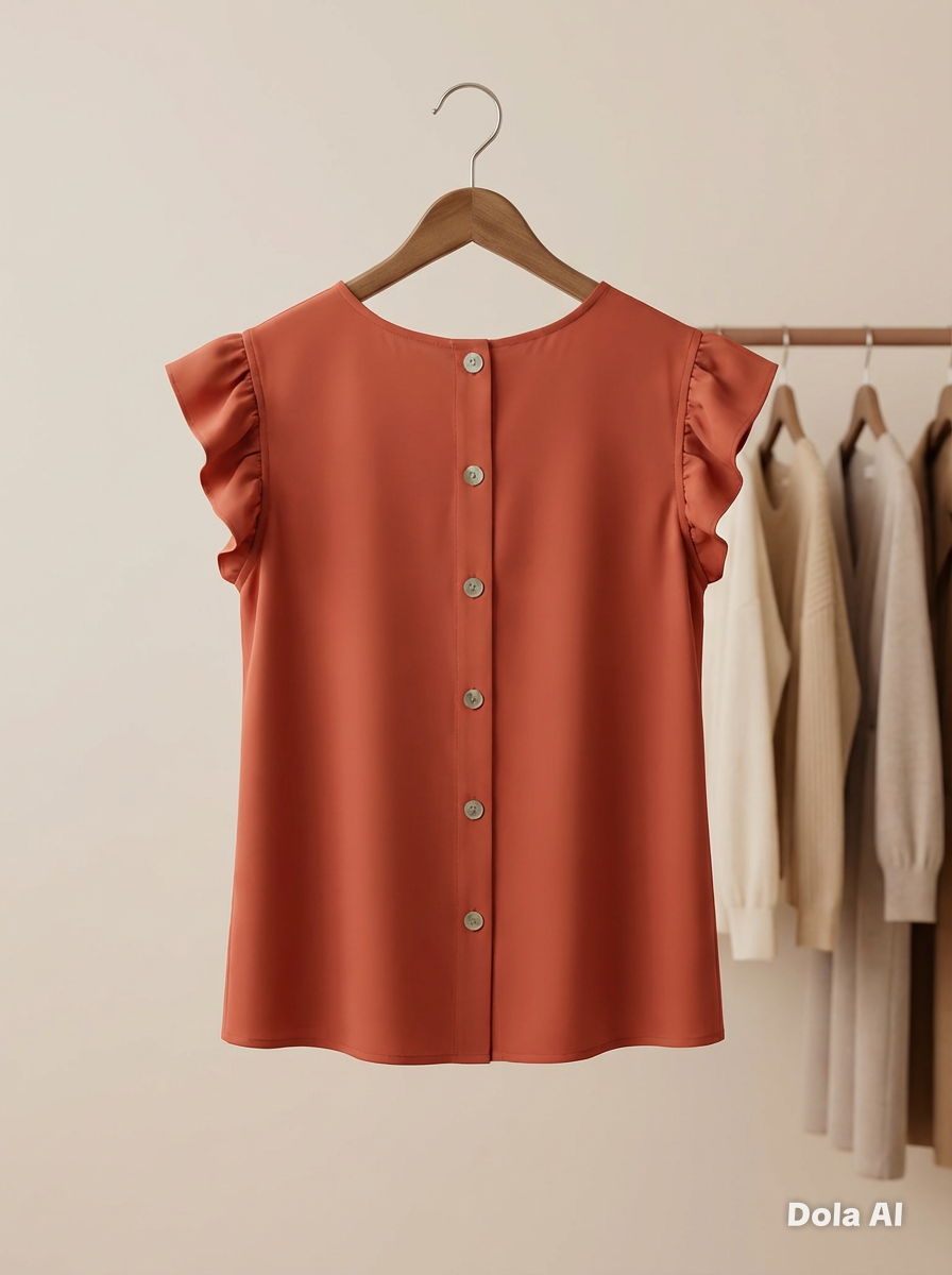 Button Back Frill Top
