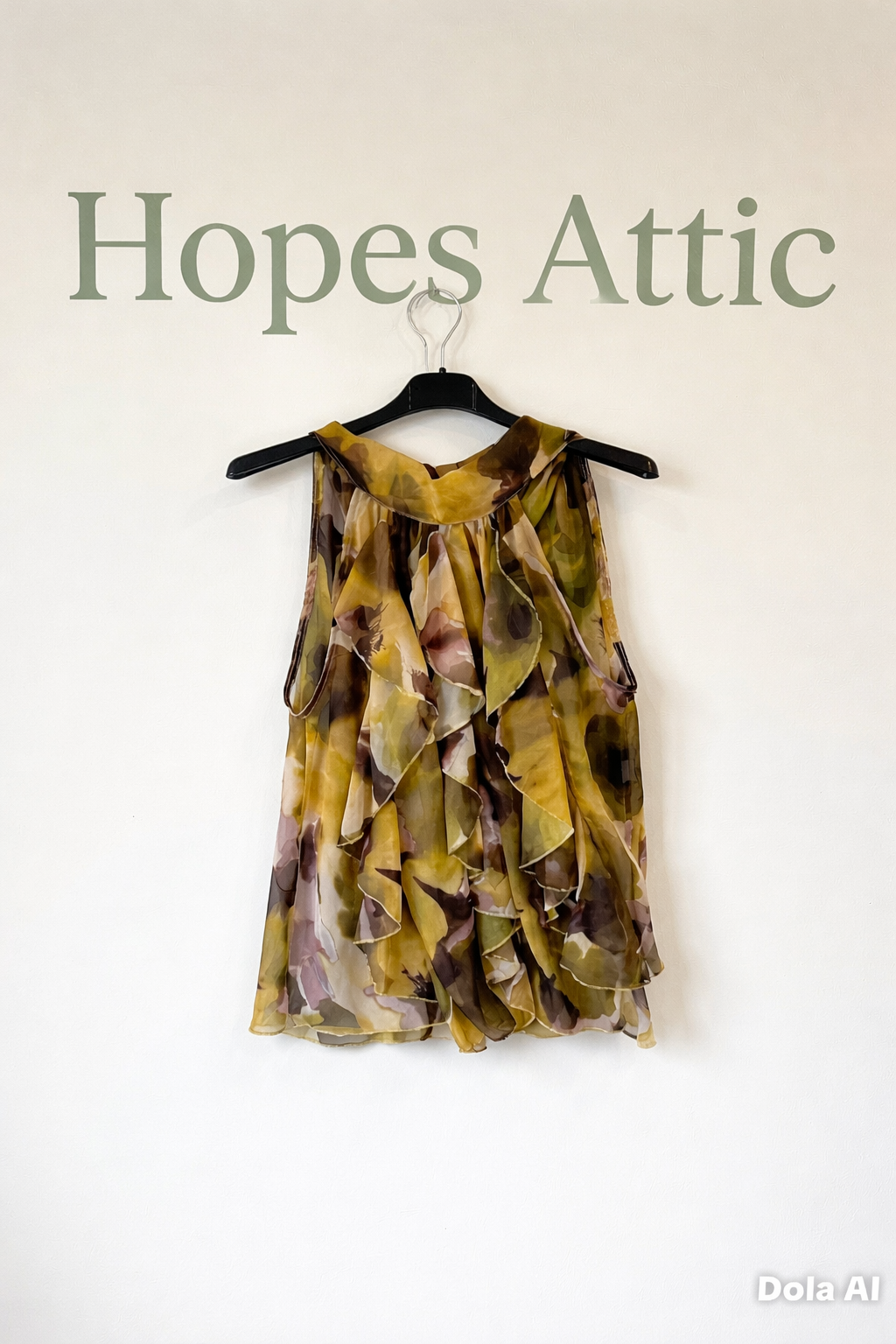 Frill Chiffon sleeveless blouse with tie back
