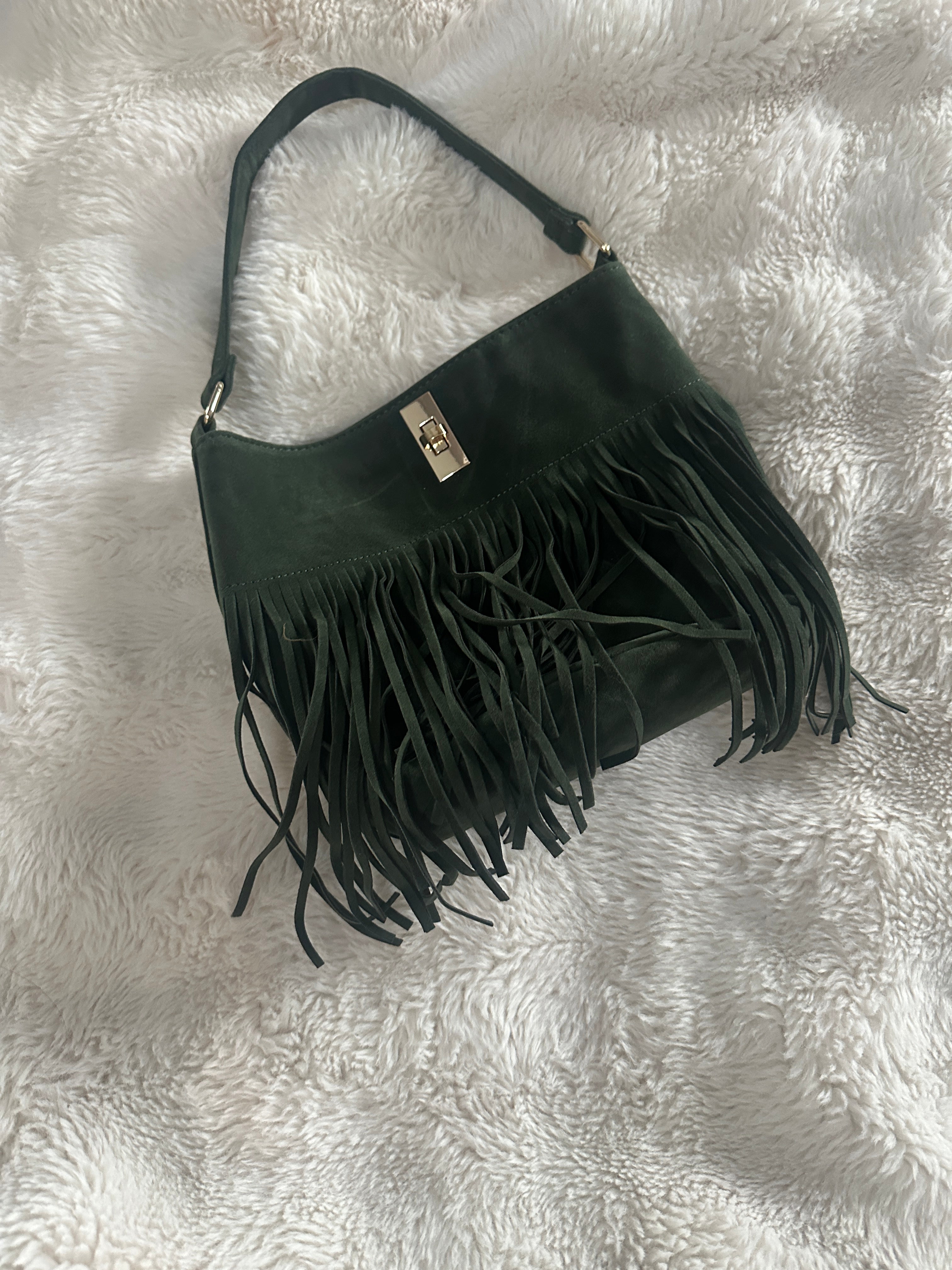 Suede Tassel Bag Khaki