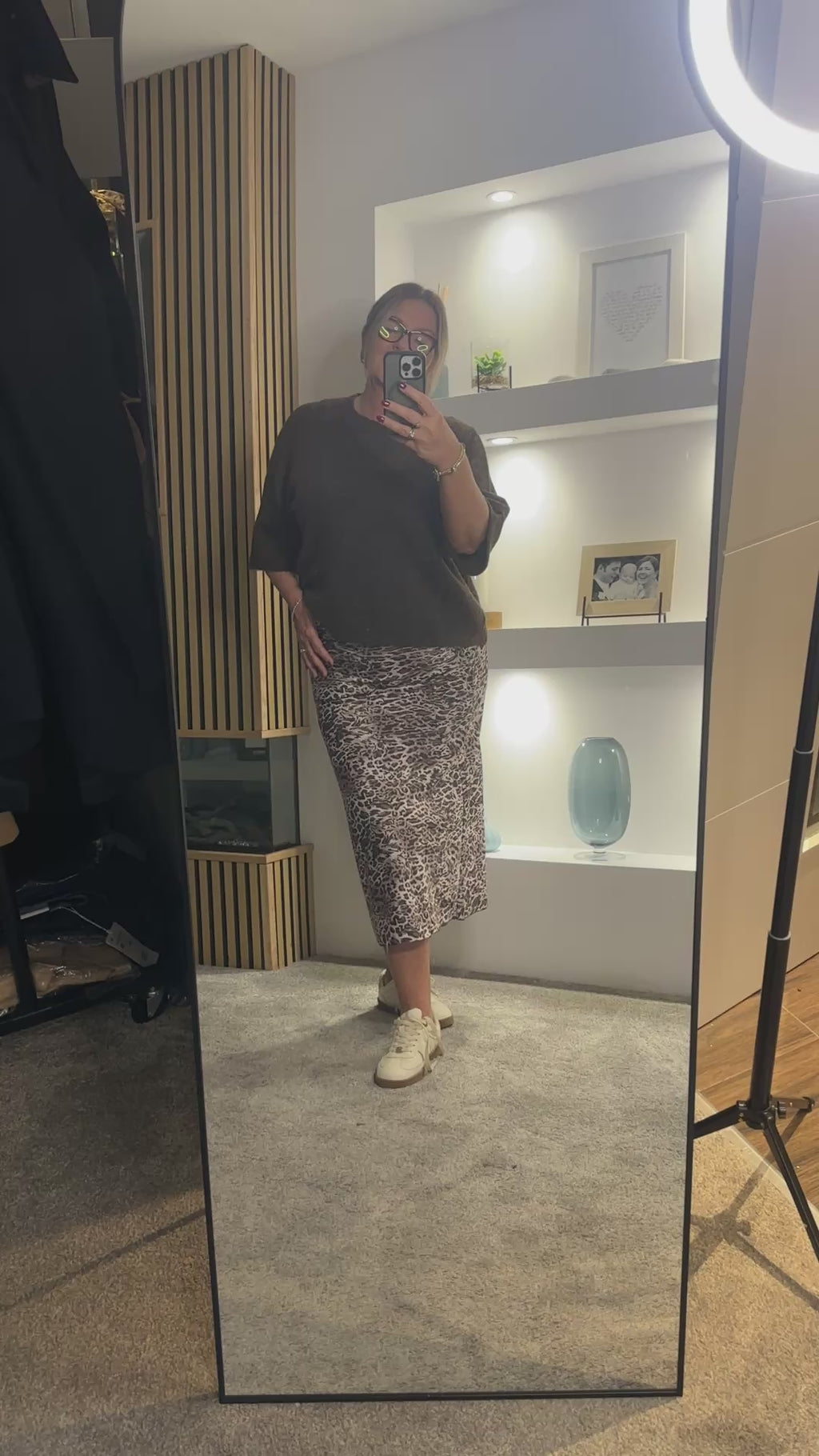 Zara Satin Leopard Print Skirt Mauve