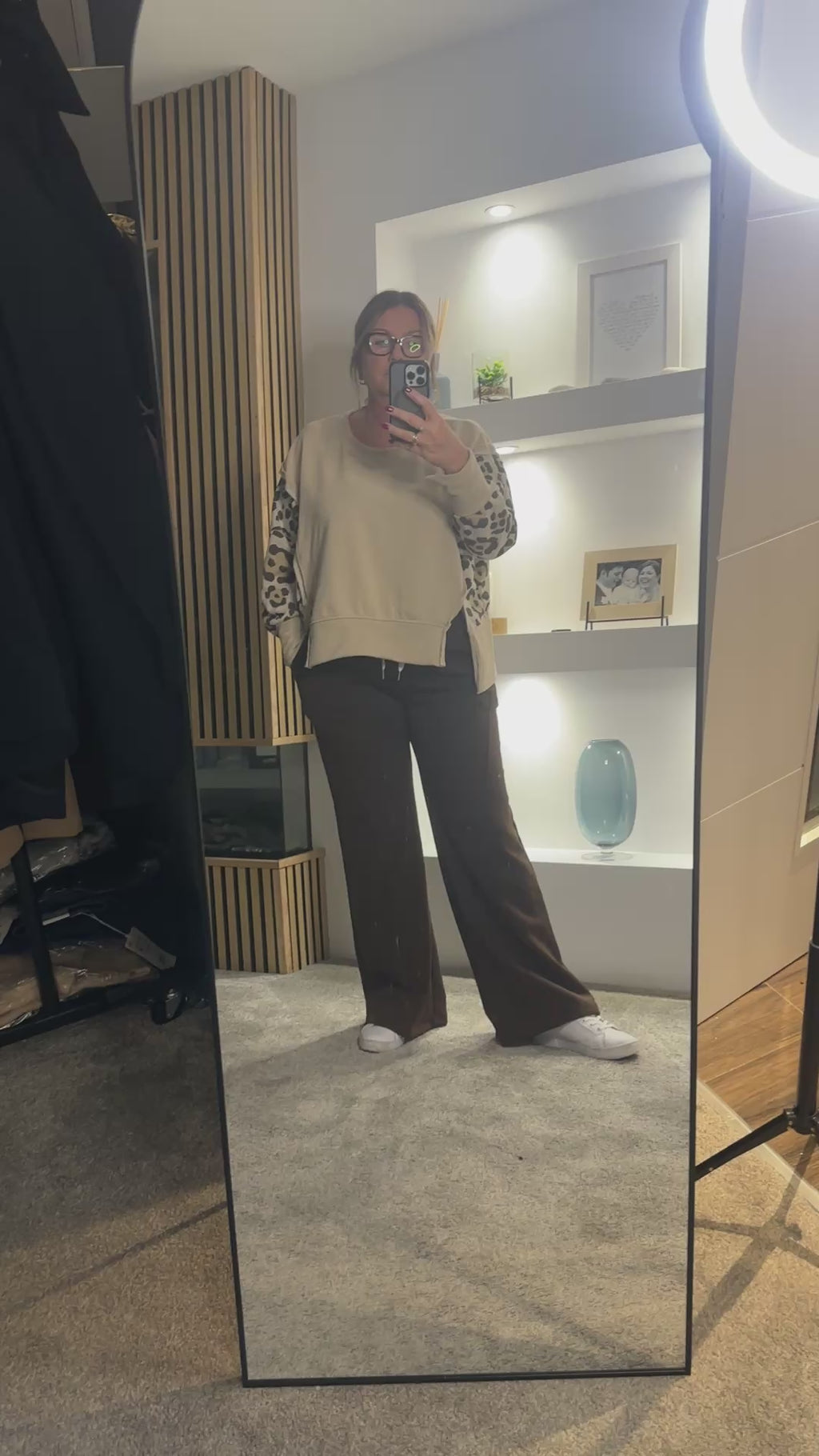 Leopard Print Sweatshirt Stone