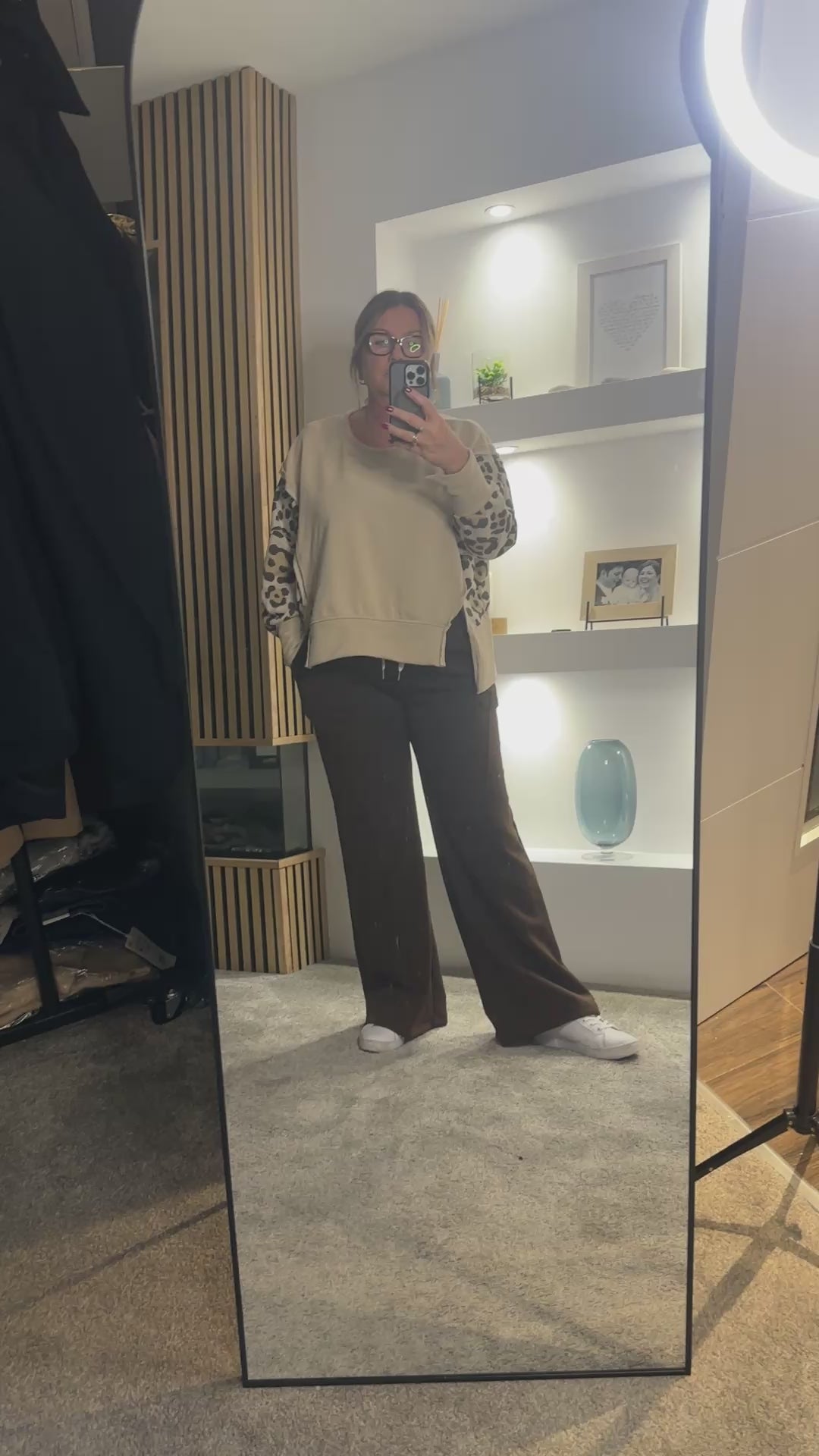 Leopard Print Sweatshirt Stone