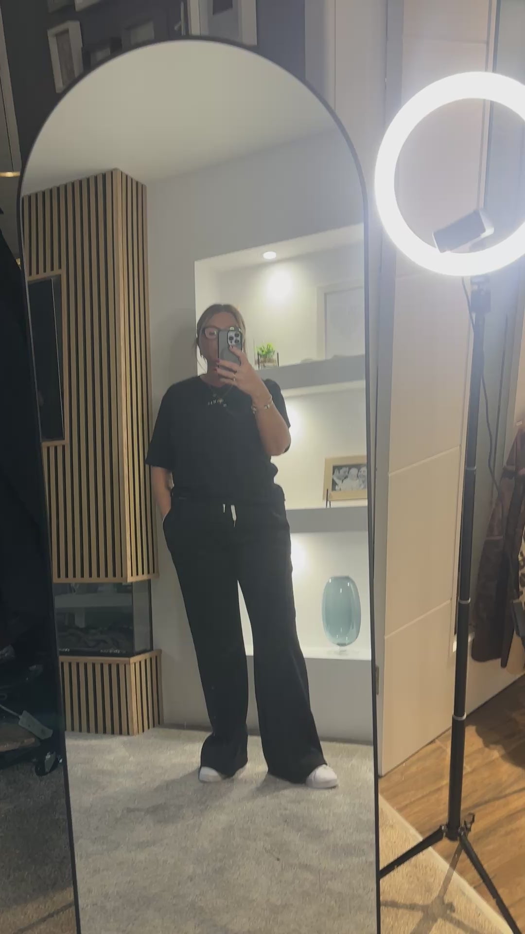 Ivy Contrast Wide Leg Trousers Black/ Brown/ Camel